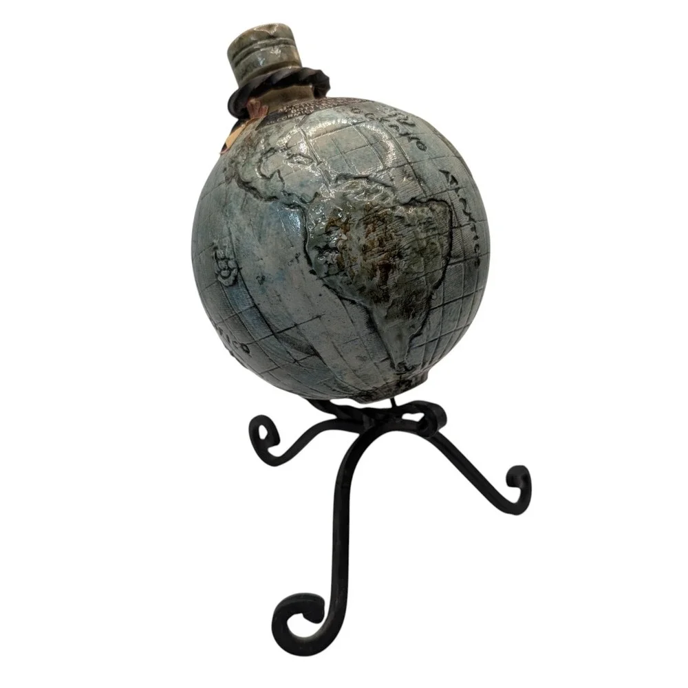 Vintage Creative World Decanter with Stand Ceramic Liquor Bottle Barware Italy
